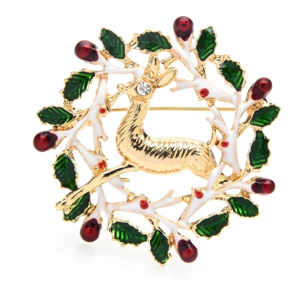 Rhinestone Christmas Deer Brooches For Women